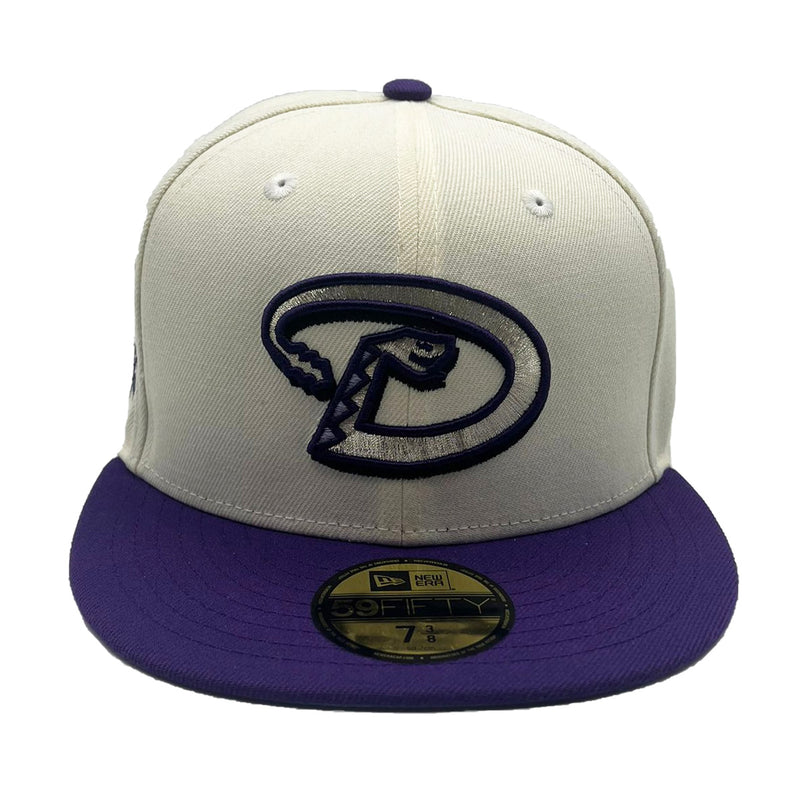 New Era Mens MLB Arizona Diamondbacks World Champions 20th Anniversary 59Fifty Fitted Hat 70802235 Chrome Deep, Lavender Undervisor