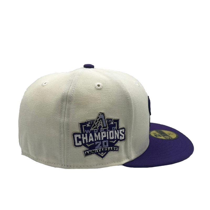 New Era Mens MLB Arizona Diamondbacks World Champions 20th Anniversary 59Fifty Fitted Hat 70802235 Chrome Deep, Lavender Undervisor