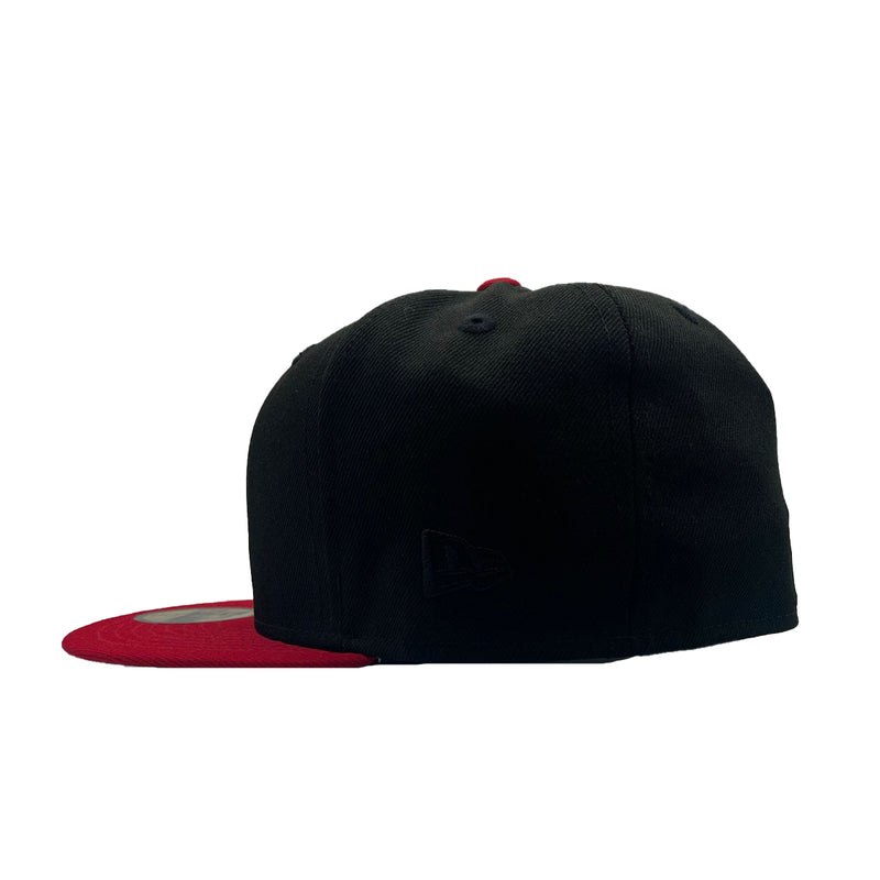 New Era Mens MLB New York Mets 25th Anniversary Miracle Mets 59Fifty Fitted Hat 70802399 Black/Scarlet, Grey Undervisor