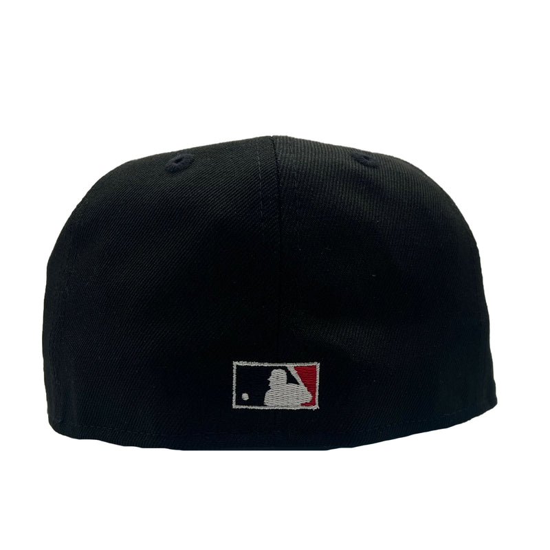 New Era Mens MLB New York Mets 25th Anniversary Miracle Mets 59Fifty Fitted Hat 70802399 Black/Scarlet, Grey Undervisor