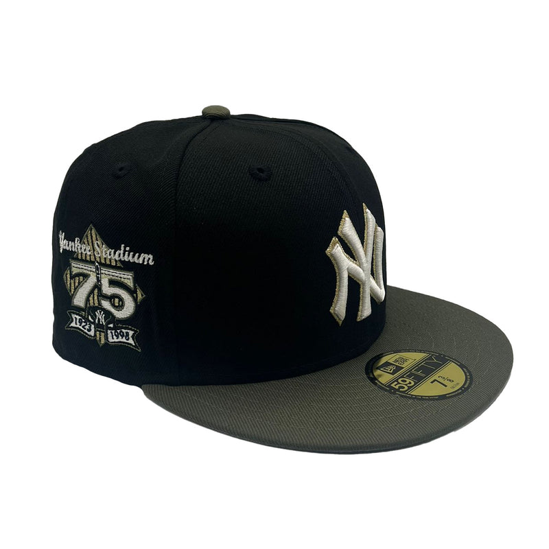 New Era Unisex MLB New York Yankees 1923-1998 Yankee Stadium 75 59Fifty Fitted Hat 70802629 Black/Olive, Grey Undervisor