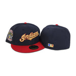 New Era Unisex MLB Cleveland Indians Inaugural Jacobs Field Season 1994 Side Patch 59Fifty Fitted Hat 70803804 Navy/Scarlet, Grey Undervisor