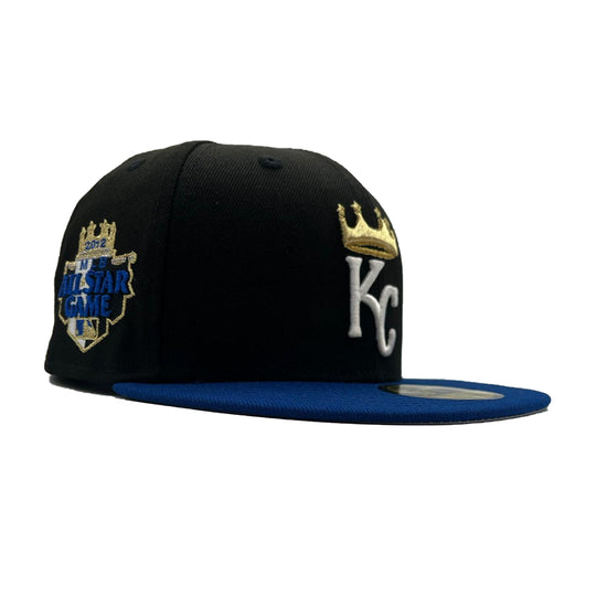 New Era Mens MLB Kansas City Royals 2012 All Star Game 59Fifty Fitted Hat 70816482 Black/Royal Blue, Grey Undervisor