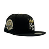 New Era Mens MLB Kansas City Royals 40th Anniversary 1969-2009 59Fifty Fitted Hat 70816486 Black/Metallic Gold, Grey Undervisor