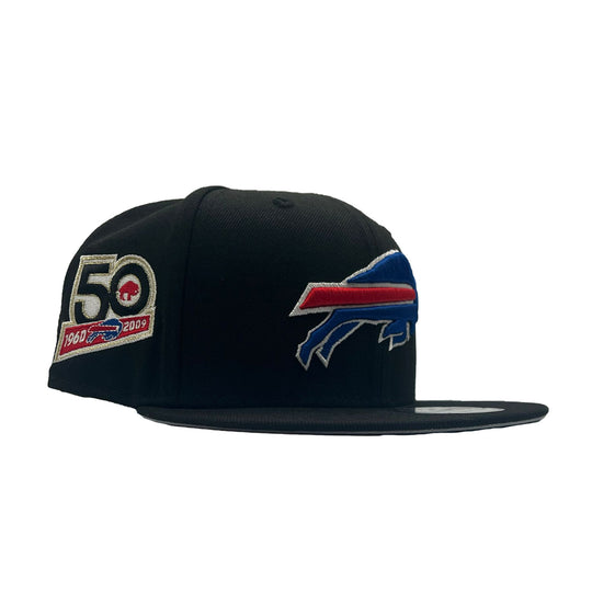 New Era Mens NFL Buffalo Bills 50 Years 1960-2009 9Fifty Snapback Hat 70816511 Black, Grey Undervisor