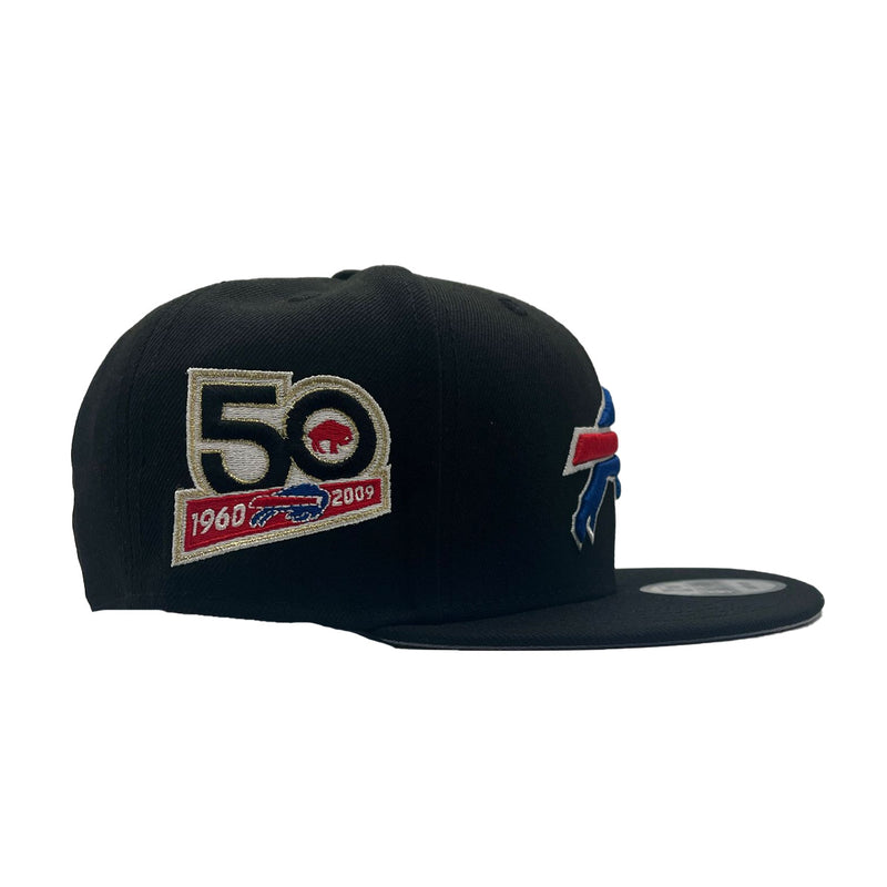 New Era Mens NFL Buffalo Bills 50 Years 1960-2009 9Fifty Snapback Hat 70816511 Black, Grey Undervisor