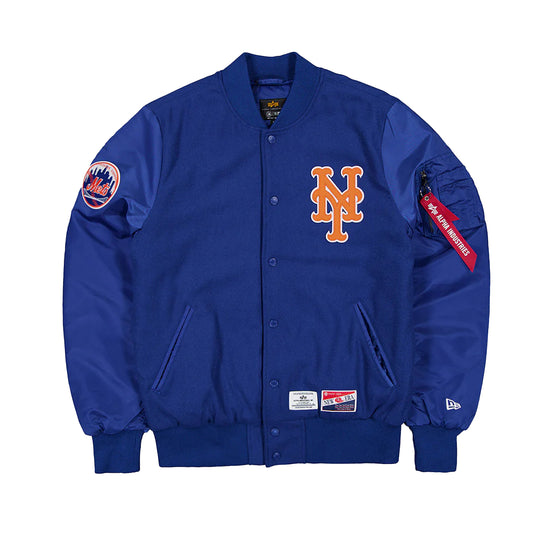 New Era Mens MLB New York Mets Alpha Industries MA-1 Bomber Jacket E1368BC26-60564189 OTC Blue