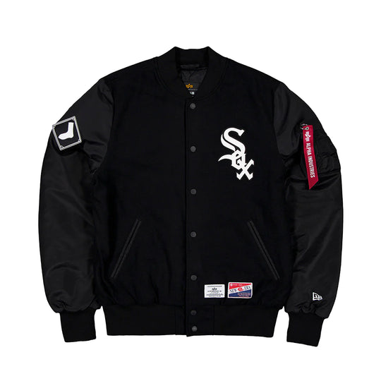 New Era Mens MLB Chicago White Sox Alpha Industries MA-1 Bomber Jacket E1368BC26-60564194 OTC Black