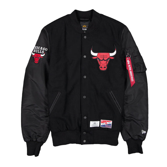 New Era Mens NBA Chicago Bulls Alpha Industries MA-1 Bomber Jacket E1368BC26-60564213 Black