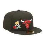 New Era Mens NBA Chicago Bulls Crown Champions 59Fifty Fitted Hat 60243461 Black, Grey Undervisor