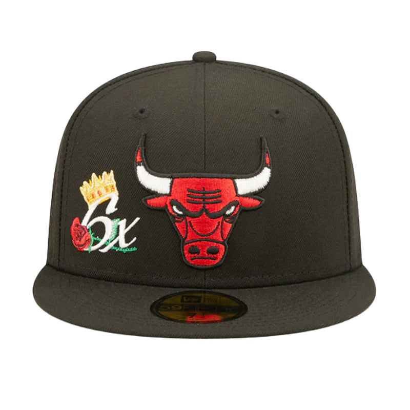 New Era Mens NBA Chicago Bulls Crown Champions 59Fifty Fitted Hat 60243461 Black, Grey Undervisor