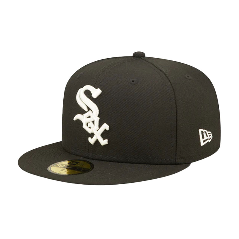New Era Mens MLB Chicago White Sox Pop Sweat 59Fifty Fitted Hat 60243503 Black, Lavender Undervisor