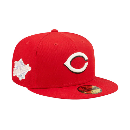 New Era Mens MLB Cincinnati Reds Pop Sweat 59Fifty Fitted Hat 60243516 Red, Lavender Undervisor
