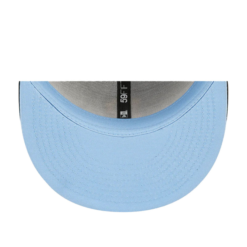 New Era Mens MLB Florida Marlins Pop Sweat 59Fifty Fitted Hat 60243518 Black, Sky Blue Undervisor