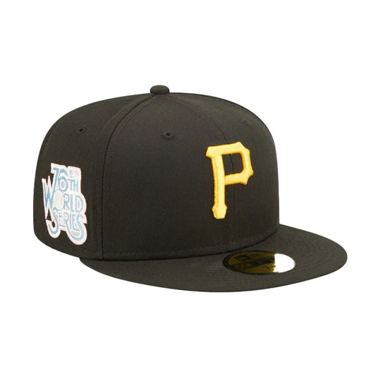 New Era Mens MLB Pittsburgh Pirates Pop Sweat 59Fifty Fitted Hat 60243519 Black, Sky Blue Undervisor