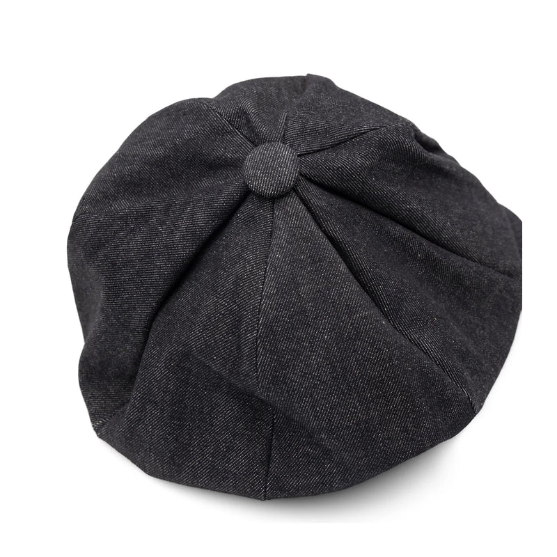 Nicholas Daley Mens Baker Newsboy Cap ND-AW24-BB2-CO-BK Black