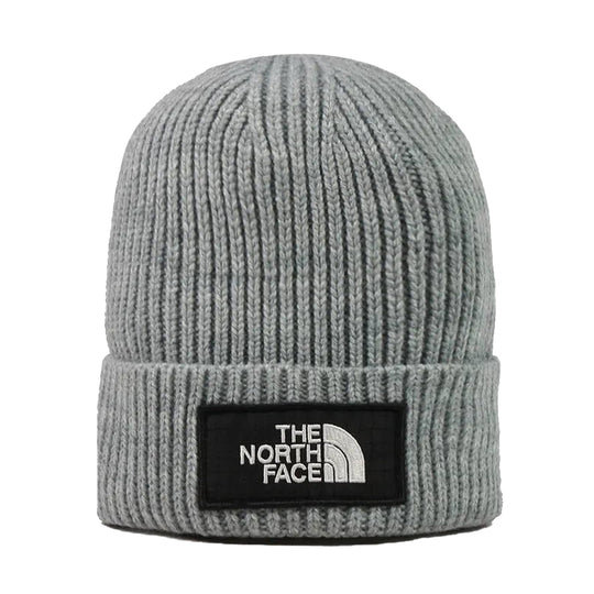 The North Face Unisex Logo Box Cuffed Beanie NF0A3FJX-92O Light Grey Heather/30 Year HIM
