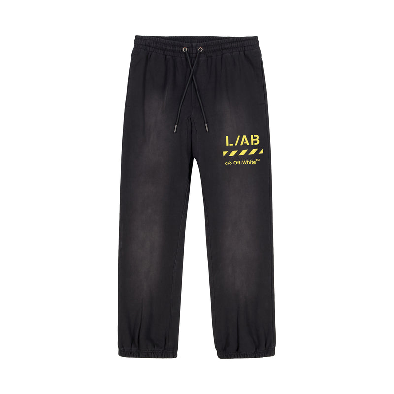 L/AB Mens Diag Garment Wash Sweatpants F26B060-001 Black