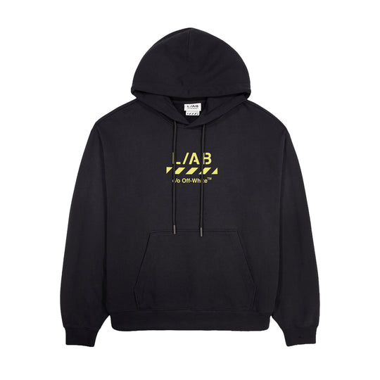 L/AB Mens Diag Garment Wash Pullover Hoodie F26K058-001 Black