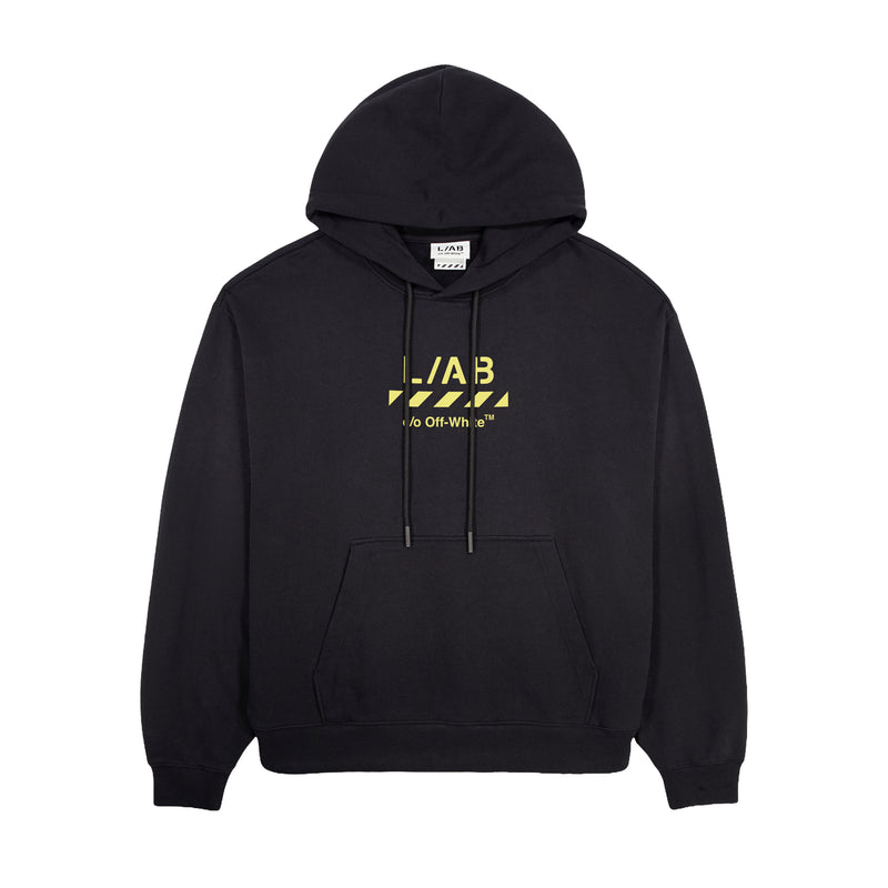 L/AB Mens Diag Garment Wash Pullover Hoodie F26K058-001 Black