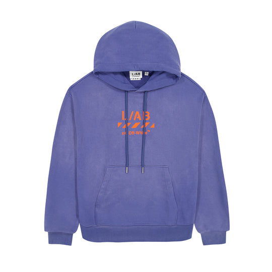 L/AB Mens Diag Garment Wash Pullover Hoodie F26K058-420 Cobalt Blue