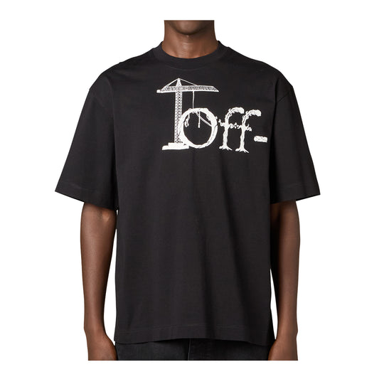 Off White Mens Shared Logo Skate Crew Neck T-Shirt OMAA120F26JER00N00-001 Black