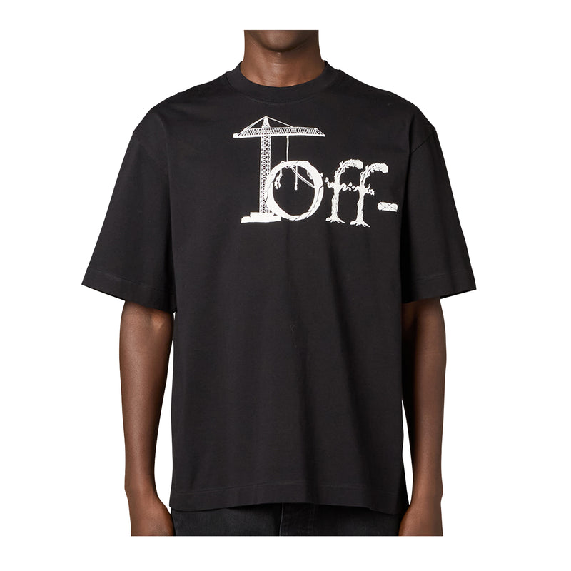 Off White Mens Shared Logo Skate Crew Neck T-Shirt OMAA120F26JER00N00-001 Black