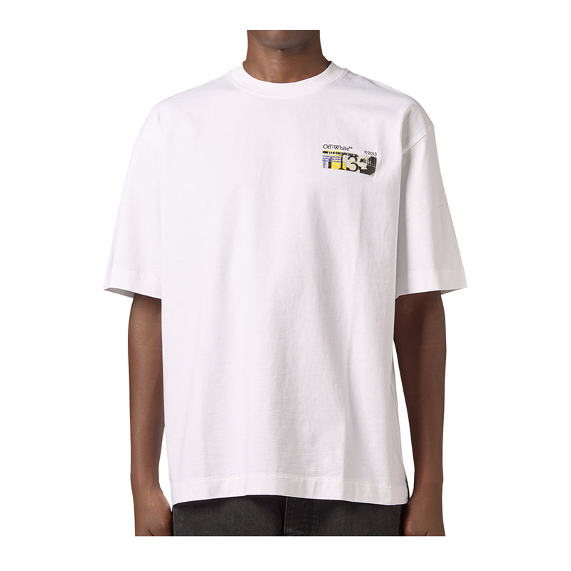 Off White Mens Industrial Arrow Skate Crew Neck T-Shirt OMAA120F26JER00Z10-100 White