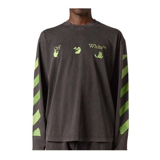 Off White Mens Bacco Arrow Skate Long Sleeve Shirt OMAB09CF26JER00800-001 Vintage Black