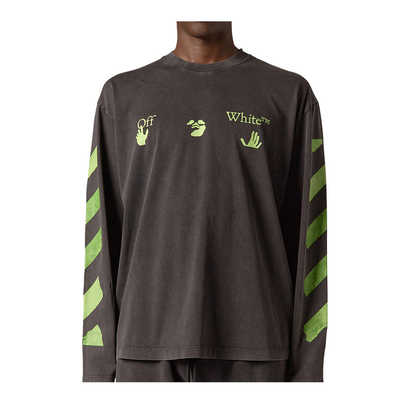 Off White Mens Bacco Arrow Skate Long Sleeve Shirt OMAB09CF26JER00800-001 Vintage Black