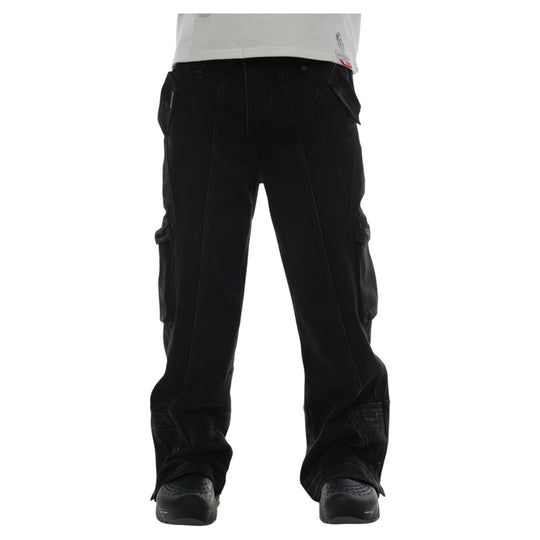 Omavi Mens Denim Cargo Pocket Baggy Jeans ODJS007-BLK Black