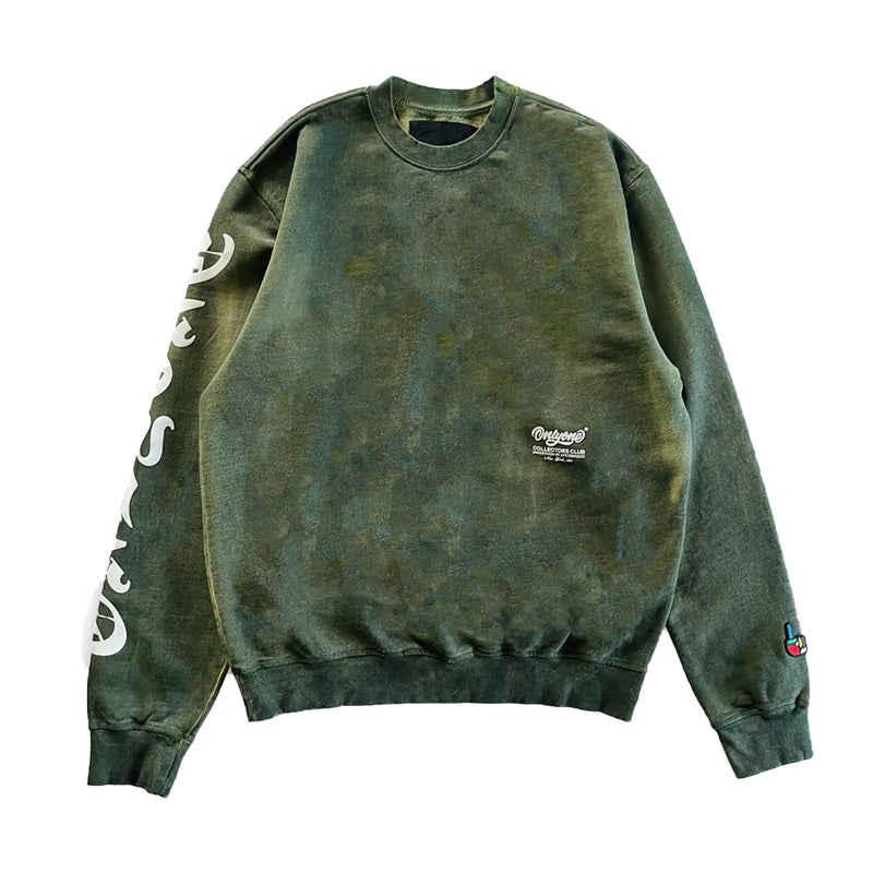 Only One Mens Cracked Puff Sweatshirt ONOCN02 Green Cracked