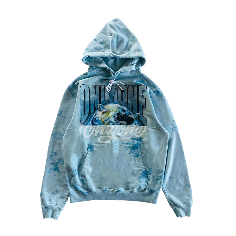 Only One Mens Marble Washed Hoodie ONOHD02 Marble Blue