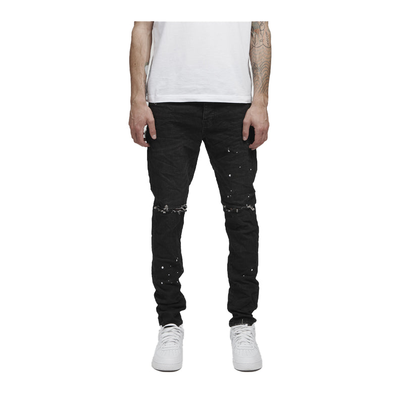 Purple Brand Mens Skinny Fit Jeans P001-BOS Black Over Spray