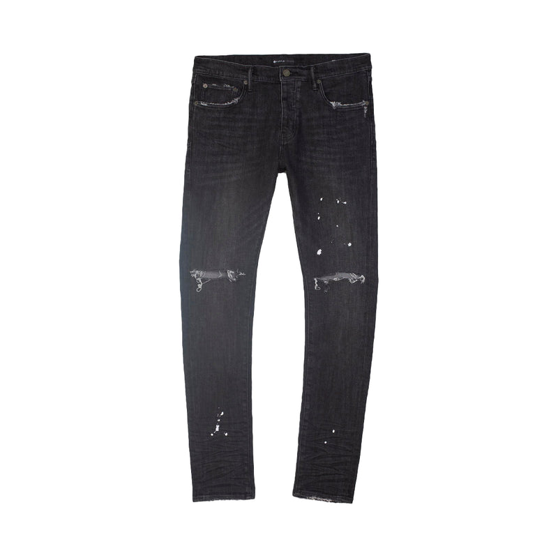Purple Brand Mens Skinny Fit Jeans P001-BOS Black Over Spray