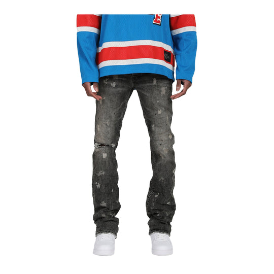Purple Brand Mens Bootcut Jeans P004-VBAB123 Vintage Black Acid Bleach