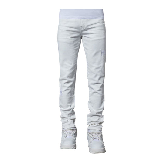 Pain Lab Mens Classic Skinny Fit Jeans P25AWSD All White