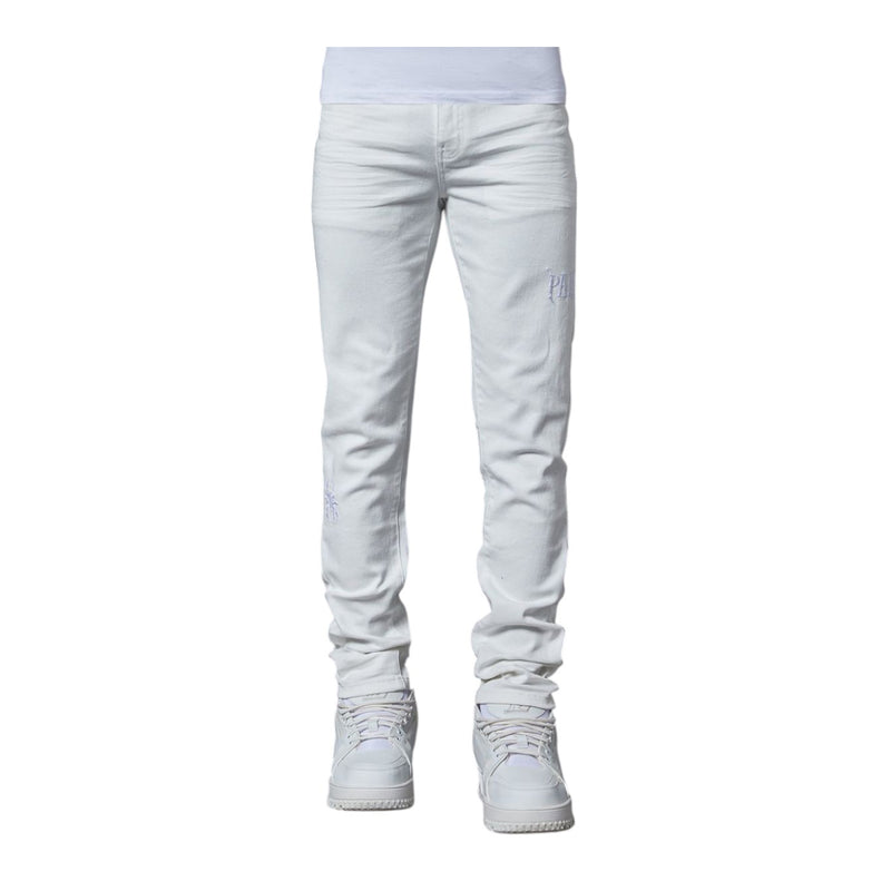 Pain Lab Mens Classic Skinny Fit Jeans P25AWSD All White