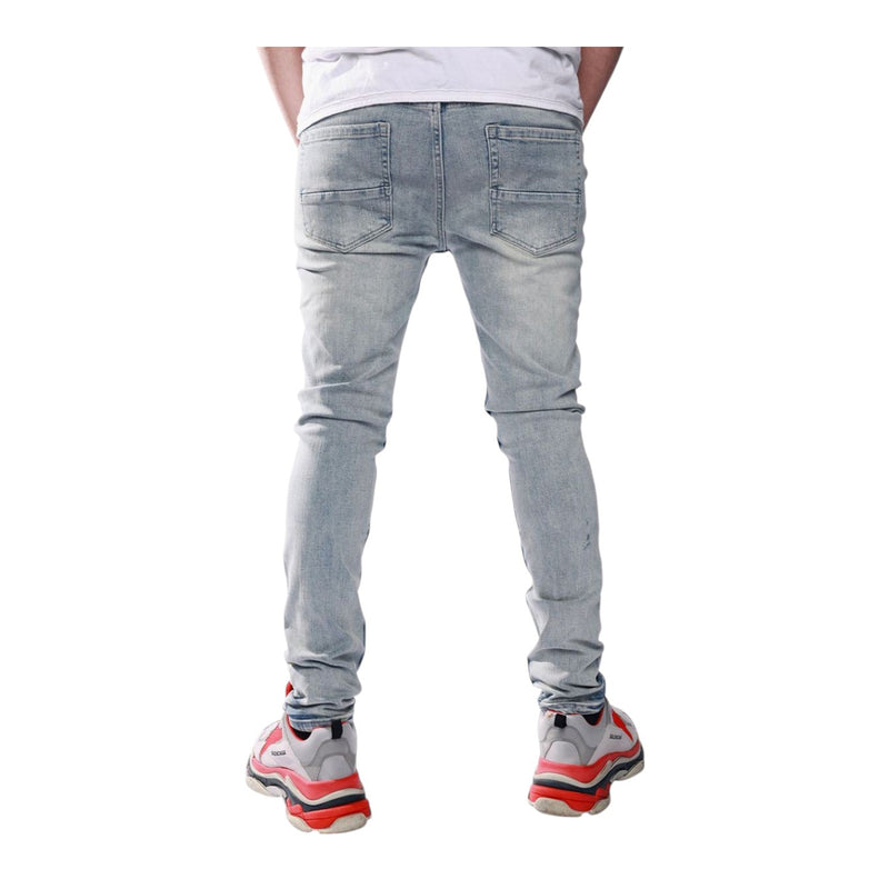 Pali Denim Mens Skinny Fit Jeans PL004 Clean Wash