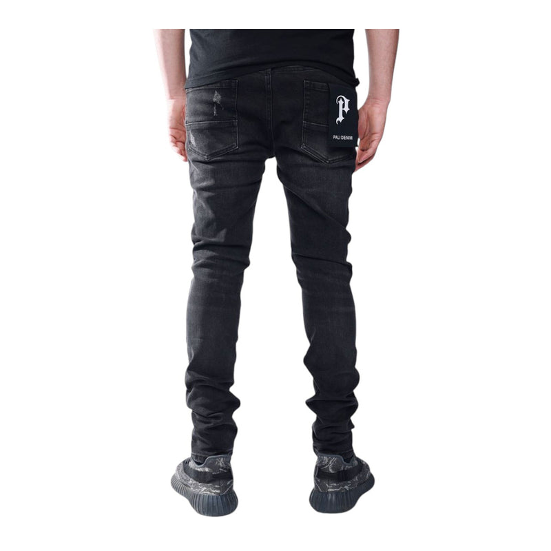 Pali Denim Mens Skinny Fit Jeans PL006 Black