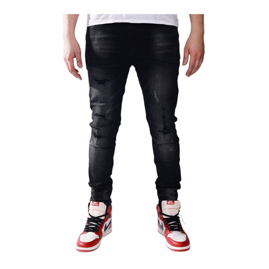 Pali Denim Mens Skinny Fit Jeans PL015 Washed Black