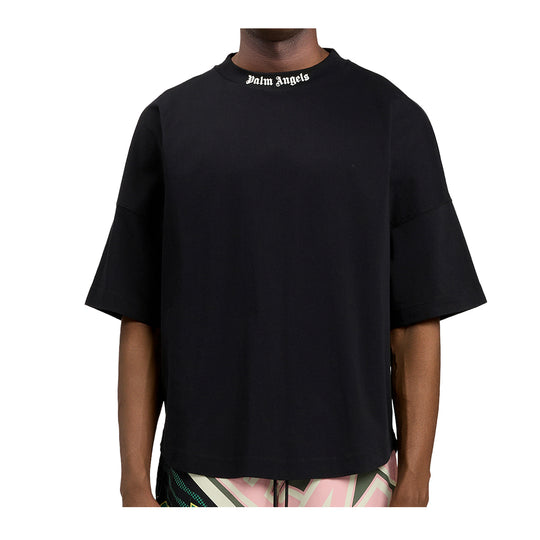 Palm Angels Mens Classic Logo Crew Neck T-Shirt PMAA10BS26JER001-1003 Black Off White