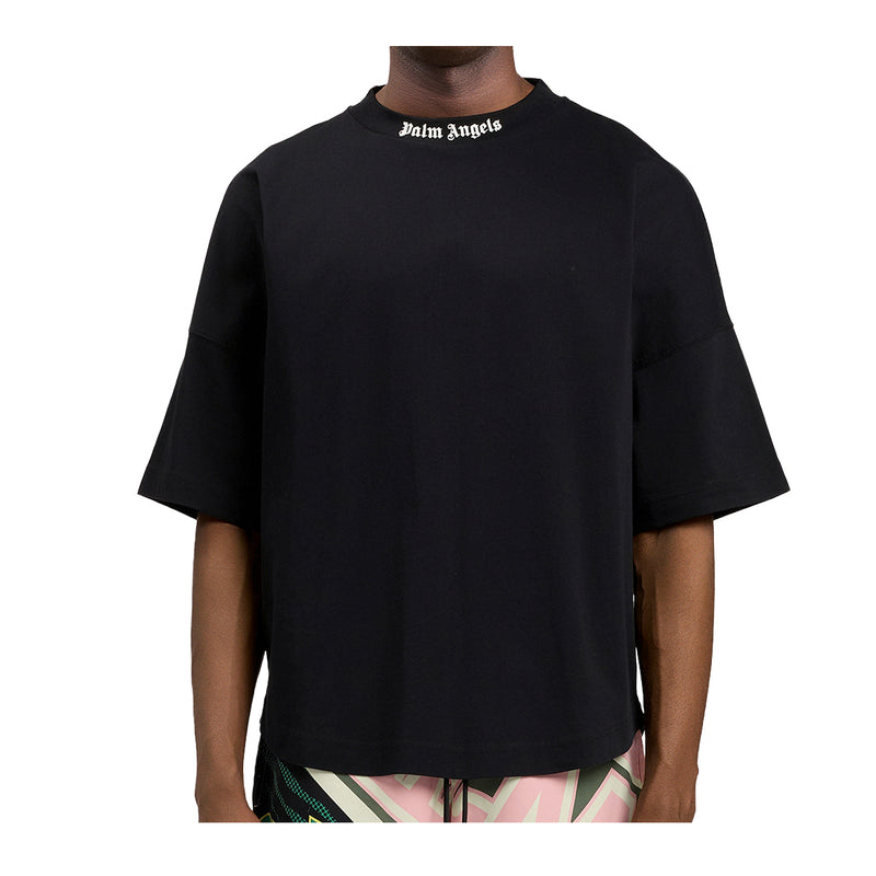 Palm Angels Mens Classic Logo Crew Neck T-Shirt PMAA10BS26JER001-1003 Black Off White