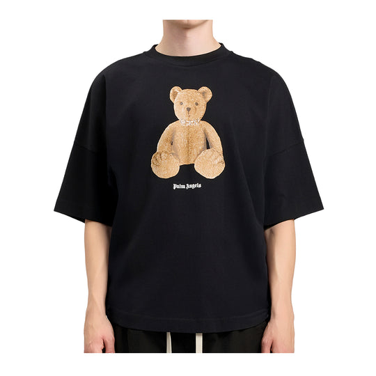 Palm Angels Mens Bear Crew Neck T-Shirt PMAA10BS26JER004-1060 Black Brown