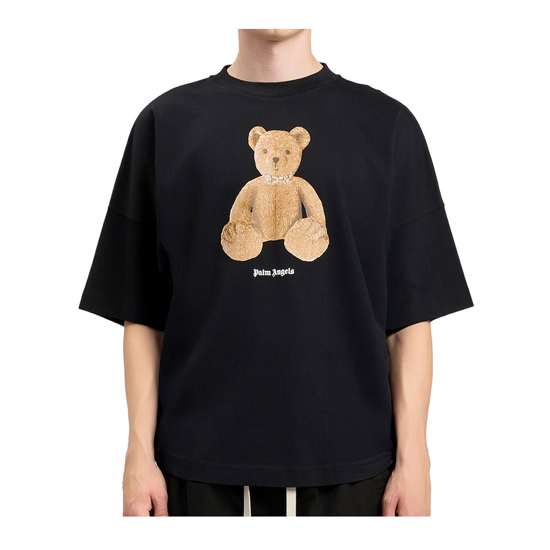 Palm Angels Mens Bear Crew Neck T-Shirt PMAA10BS26JER004-1060 Black Brown