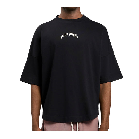 Palm Angels Mens Classic Logo Crew Neck T-Shirt PMAA10BS26JER007-1003 Black Off White