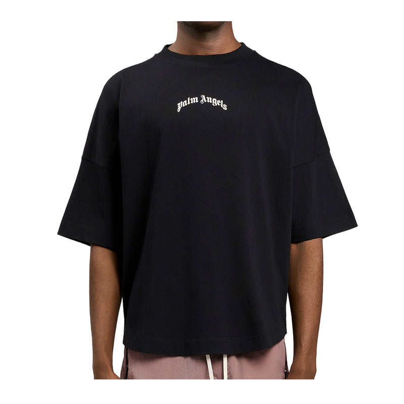 Palm Angels Mens Classic Logo Crew Neck T-Shirt PMAA10BS26JER007-1003 Black Off White