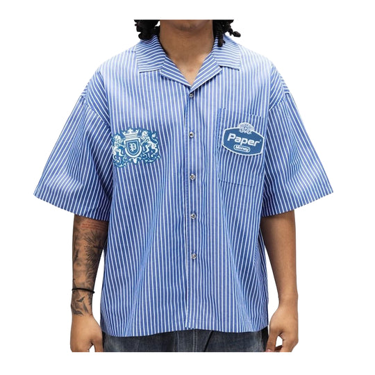 Paper Money Mens Collar Button Front Shirt Blue