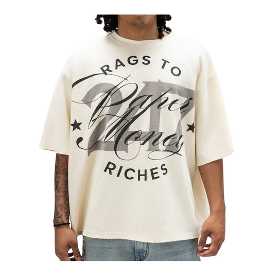 Paper Money Mens Reserve Crew Neck T-Shirt Cream