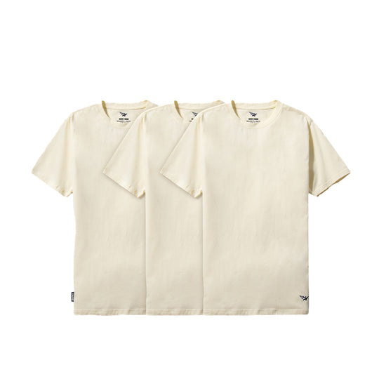 Paper Planes Mens Essential 3 Pack Crew Neck T-Shirt 200011-IVRY Ivory
